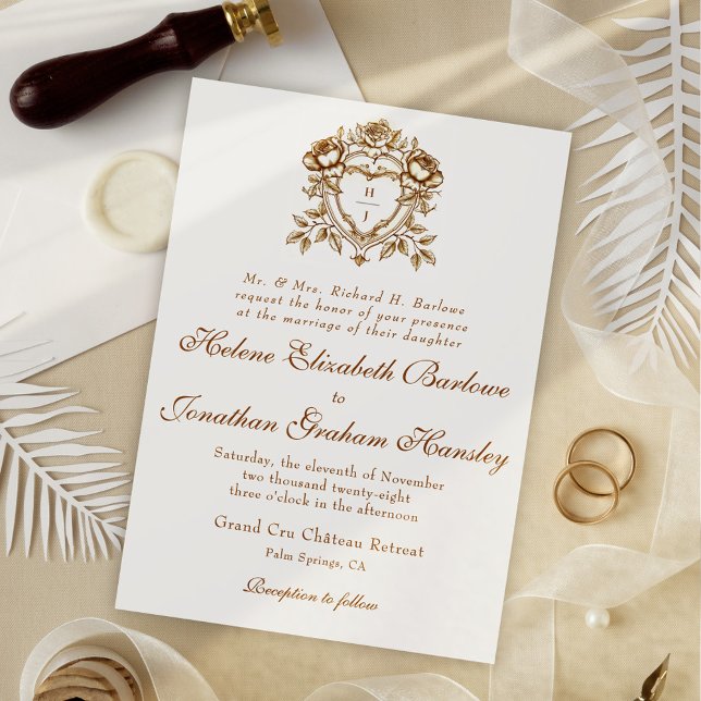 Formal Elegant Calligraphy Crest Wedding Invitation (Formal Elegant Calligraphy Crest Wedding Invitation)