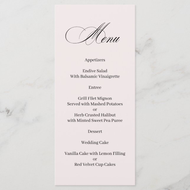 Formal Elegant Calligraphy Menu (Front)