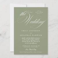 Formal Elegant Calligraphy Sage Green The Wedding