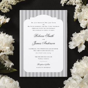 Formal Elegant Classic Black Stripes Wedding Invitation