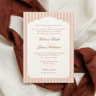 Formal Elegant Classic Rust Orange Stripes Wedding Invitation