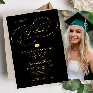 Formal elegant college photo graduation party invitation