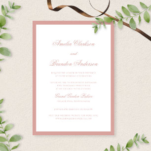 Formal Elegant Dusty Rose Border Script Wedding Invitation
