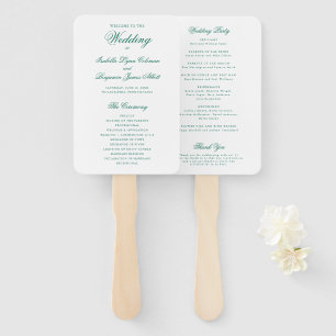 Formal Elegant Emerald Green Wedding Program Hand Fan