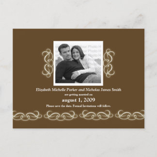 Formal Elegant Floral Save the Date Brown Announcement Postcard