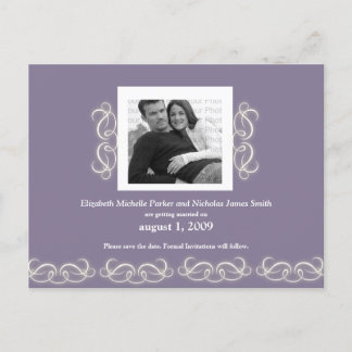 Formal Elegant Floral Save the Date Purple White Announcement Postcard