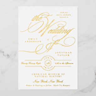 Formal Elegant Gold Calligraphy Black Tie Wedding