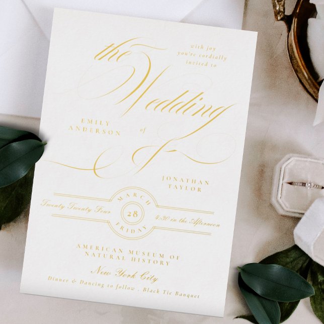 Formal Elegant Gold Calligraphy Black Tie Wedding (Creator Uploaded)