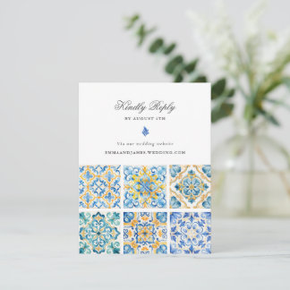 Formal Elegant Italian Tiles Wedding Online RSVP Enclosure Card