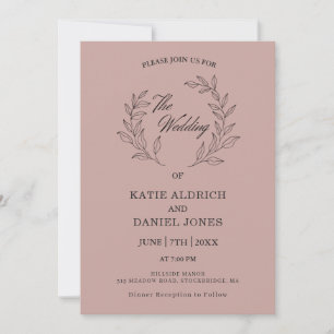 Formal Elegant Leaves Lilac Purple QR Code Wedding Invitation