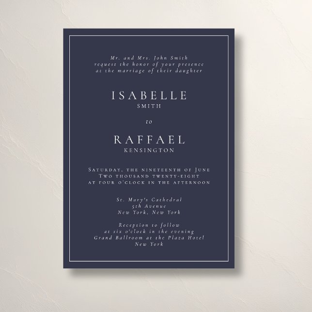 Formal Elegant Navy Blue Multiple Location Wedding Invitation (Creator Uploaded)