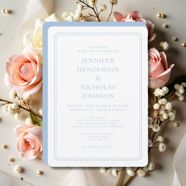 Formal Elegant Powder Blue Wedding Invitation (Creator Uploaded)