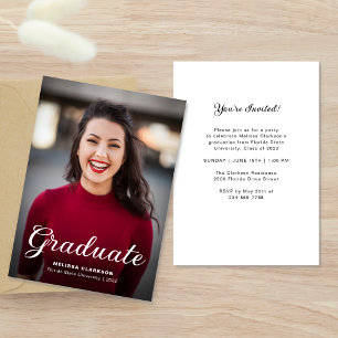 Formal Elegant Script Photo Graduation Invitation