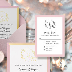 Formal Elegant Simple Modern Dusty Pink Wedding RSVP Card