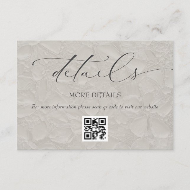 Formal Elegant Wedding Details Enclosure Card (Front)