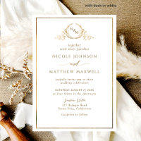 Formal, Elegant White and Gold Monogram Wedding