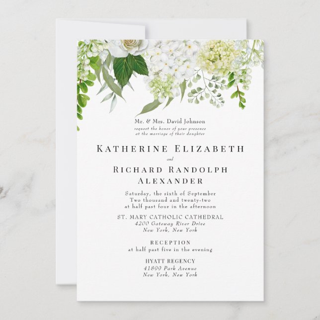 Formal Elegant White Floral Bride Parents Invitation (Front)