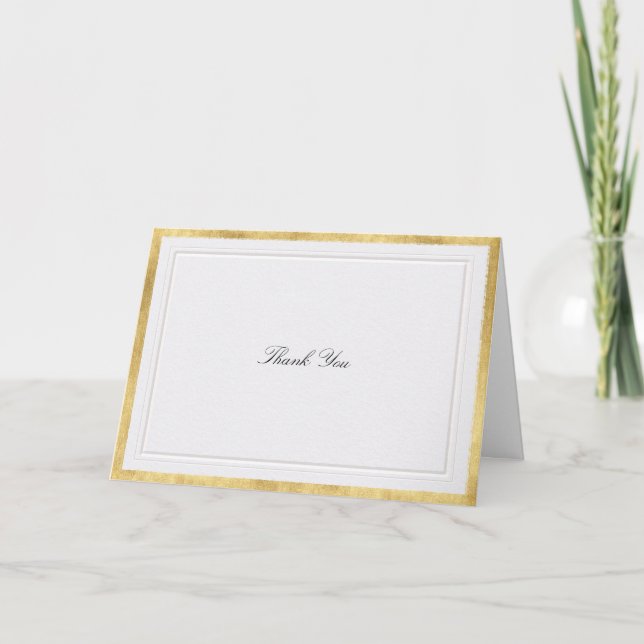 Formal Elevated Gold Pearl Modern Classic Wedding Thank You Card (Front)