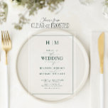 Formal Emerald Green Monogram Calligraphy Wedding Acrylic Invitations<br><div class="desc">This elegant wedding invitation, designed in an emerald green hue, perfectly captures a sense of grace and understated luxury. Featuring a modern calligraphy-style script alongside crisp, clean typography, it conveys the timelessness of the bride and groom's special day. The monogram in a simple yet sophisticated design adds a personalised touch,...</div>