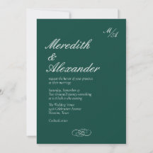 Formal Emerald Green Wedding Invitation