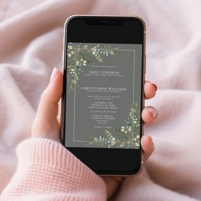 Formal Eucalyptus Botanical Sage Green Wedding Invitation (Creator Uploaded)