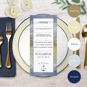 Formal Event #Wedding #Nautical Blue & Gold Menu