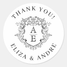 Formal Floral Crest Monogram Wedding 