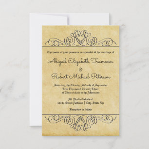 Formal Floral Flourish Paper-3x5Wedding Invitation