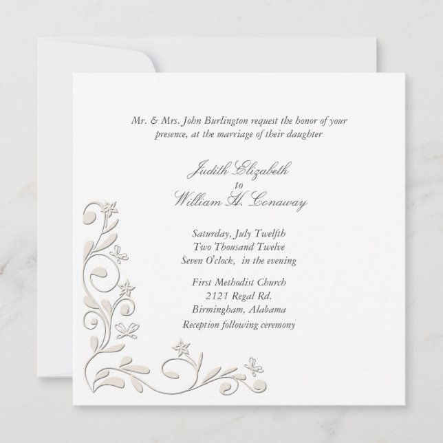 Formal Floral Flourish Wedding Invitation (Front)