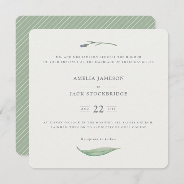 FORMAL FLORAL INVITATION (Front/Back)