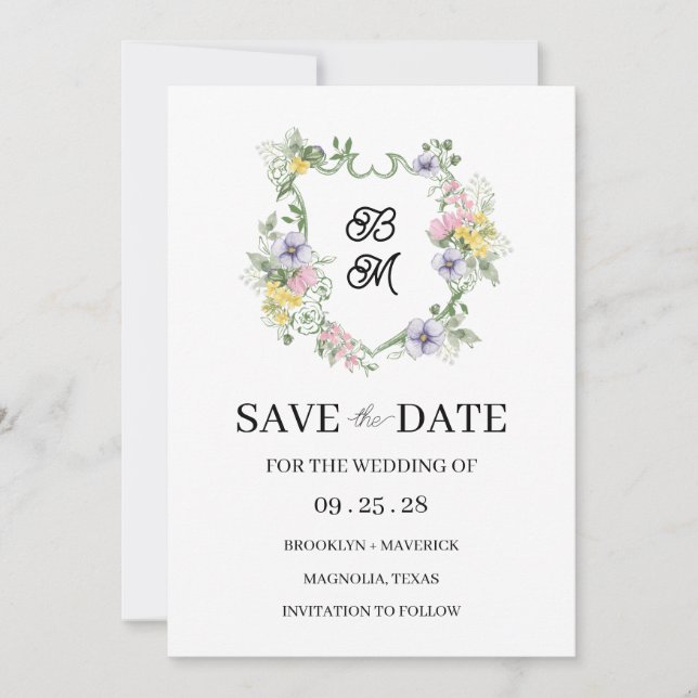 Formal Floral Monogram Crest Wedding (Front)