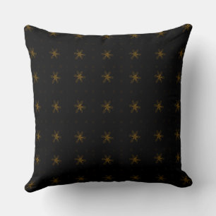 Formal Floral Square Conundrum Black Brown Cushion