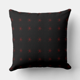 Formal Floral Square Conundrum Black Red  Cushion