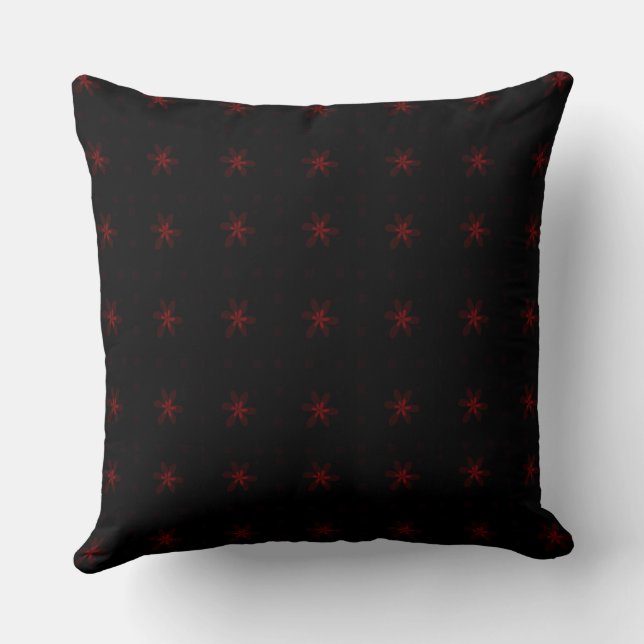 Formal Floral Square Conundrum Black Red  Cushion (Back)