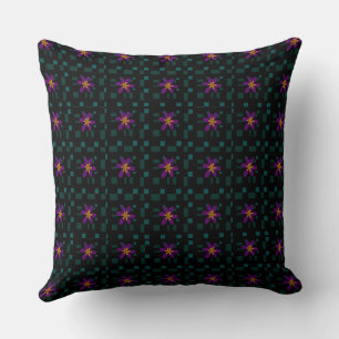 Formal Floral Square Conundrum Black Teal Purple Cushion