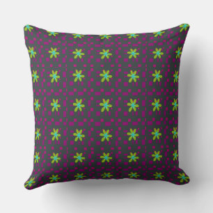 Formal Floral Square Conundrum Magenta Green Cushion