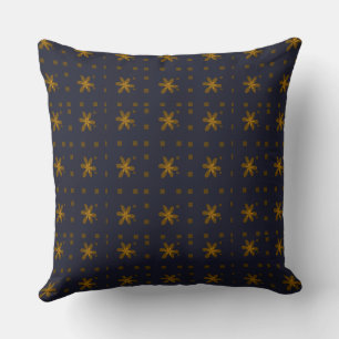 Formal Floral Square Conundrum Navy Mustard Cushion