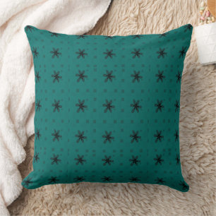 Formal Floral Square Conundrum Teal Green Black Cushion