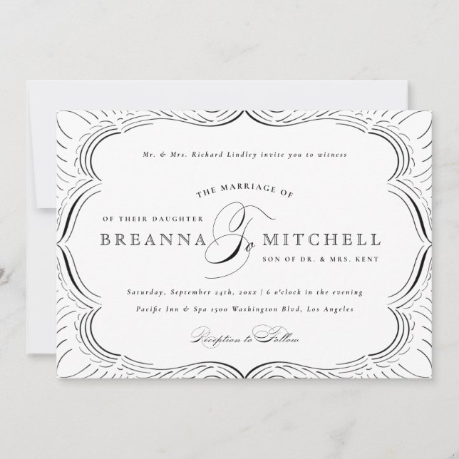 Formal Flourishes Elegant Wedding Invitation (Front)