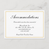 Formal Gold Border Wedding Accommodations