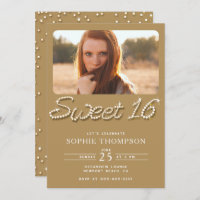 Formal Gold Chic Classy Rhinestones Sweet 16 Photo