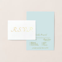 Formal Gold Foil Icy Blue RSVP Wedding