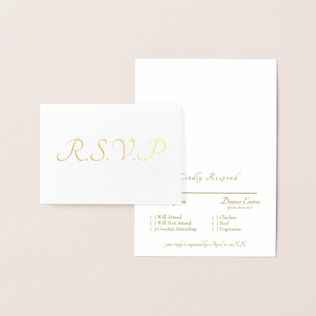 Formal Gold Foil RSVP Wedding Card (Display)