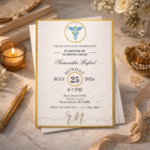Formal Gold Frame Nursing Graduate Class of 202 Invitation
