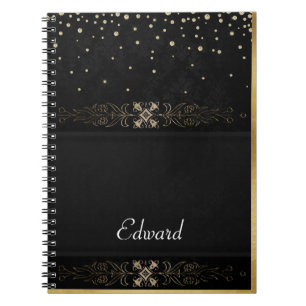 Formal Gold on Black Background Notebook