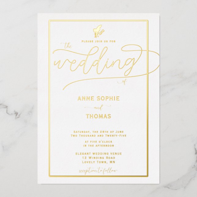 Formal Gold Spring Lily of Valley Floral Wedding (Front)