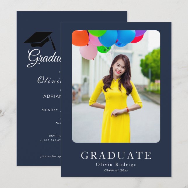 Formal Graduation Party Invite | Bold & Elegant (Front/Back)
