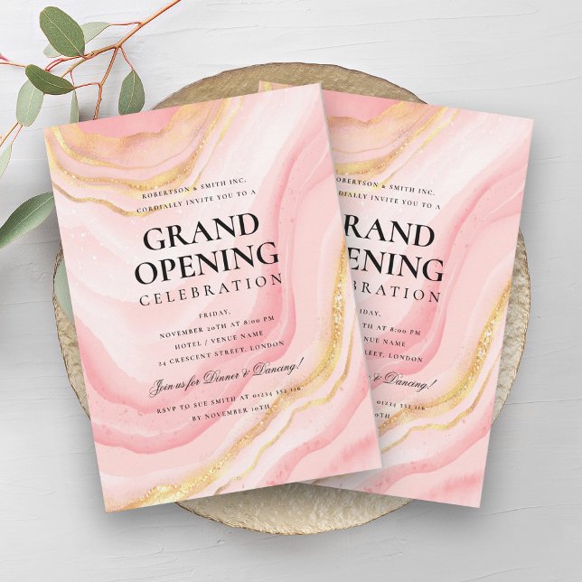 Formal Grand Opening Rose Gold Marble Glitter Invitation (Formal Grand Opening Rose Gold Marble Glitter Invitation)