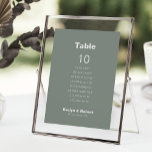 Formal Green Wedding Table 10 Seating Chart  Invitation<br><div class="desc">This formal green wedding table 10 seating chart card is perfect for a rustic wedding. The design features a beautiful font in a green background to embellish your event.

The card prints recto verso (double-sided).</div>