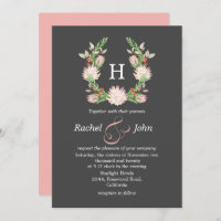 Formal Grey Australian Floral Monogram Wedding